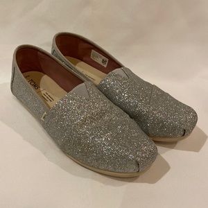 Toms Silver Iridescent Glitter Size W9.5